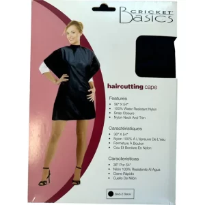 Cricket Basics Black Haircutting Cape 36 X 54 Water-resistant Nylon