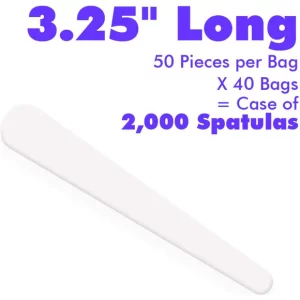 Dispsoable Tapered Spatula – White Plastic – 3.25 Long 50 Pieces Per Bag X 40 Bags = Case Of 2,000 Spatulas
