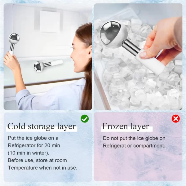 Glacial Bliss Stainless Steel Cryo Massage Globes For Facials, Waxing And Other Treatments 2 Globes With White Handles (4)