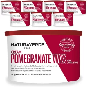 Naturaverdepro – Cream Pomegranate Wax With Chamomile Oil – Soft Strip Wax – Made In Italy Case = 14 Oz. – 397 Grams Can X 8 Cans (2)