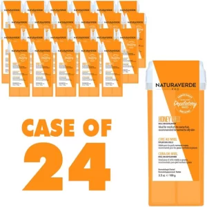 Naturaverdepro – Roll-on Honey Wax With Vitamin E – Made In Italy Case = 3.38 Oz. – 100 Grams Per Cartridge X 24 Cartridges