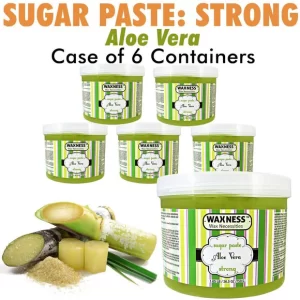 Waxness Strong Sugar Paste – Aloe Vera Case = 1.65 Lb. – 750 Gram Container X 6 Containers (1)